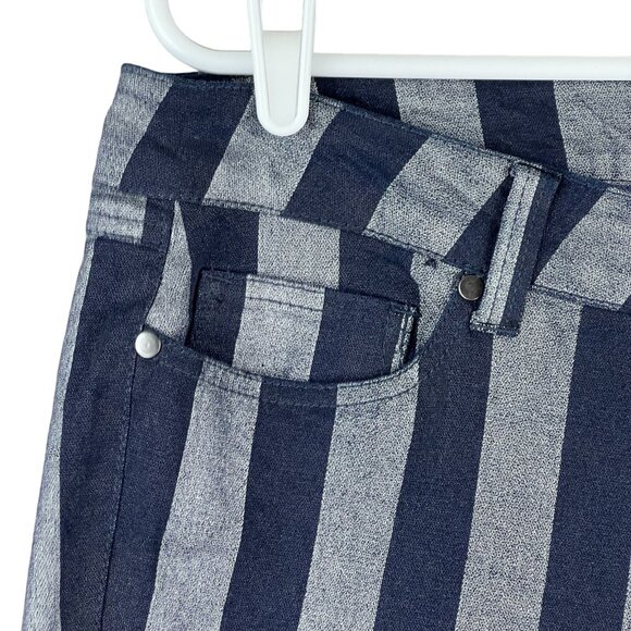 Forever 21 Women's Striped Pants Plus Size 14 Skinny Mid Rise Stretch Grey/Navy - Picture 5 of 11